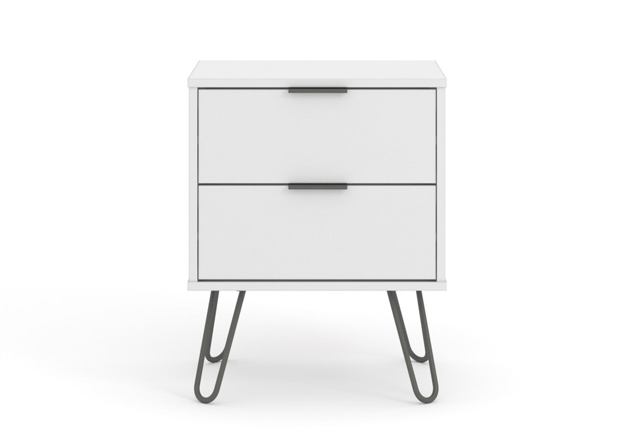 AGW510 Augusta White 2 drawer bedside cabinet