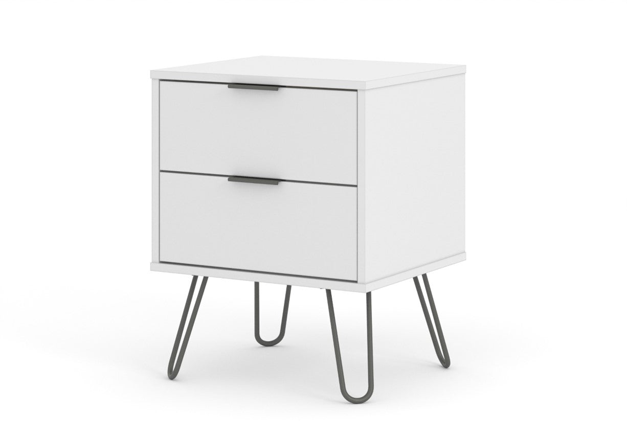 AGW510 Augusta White 2 drawer bedside cabinet