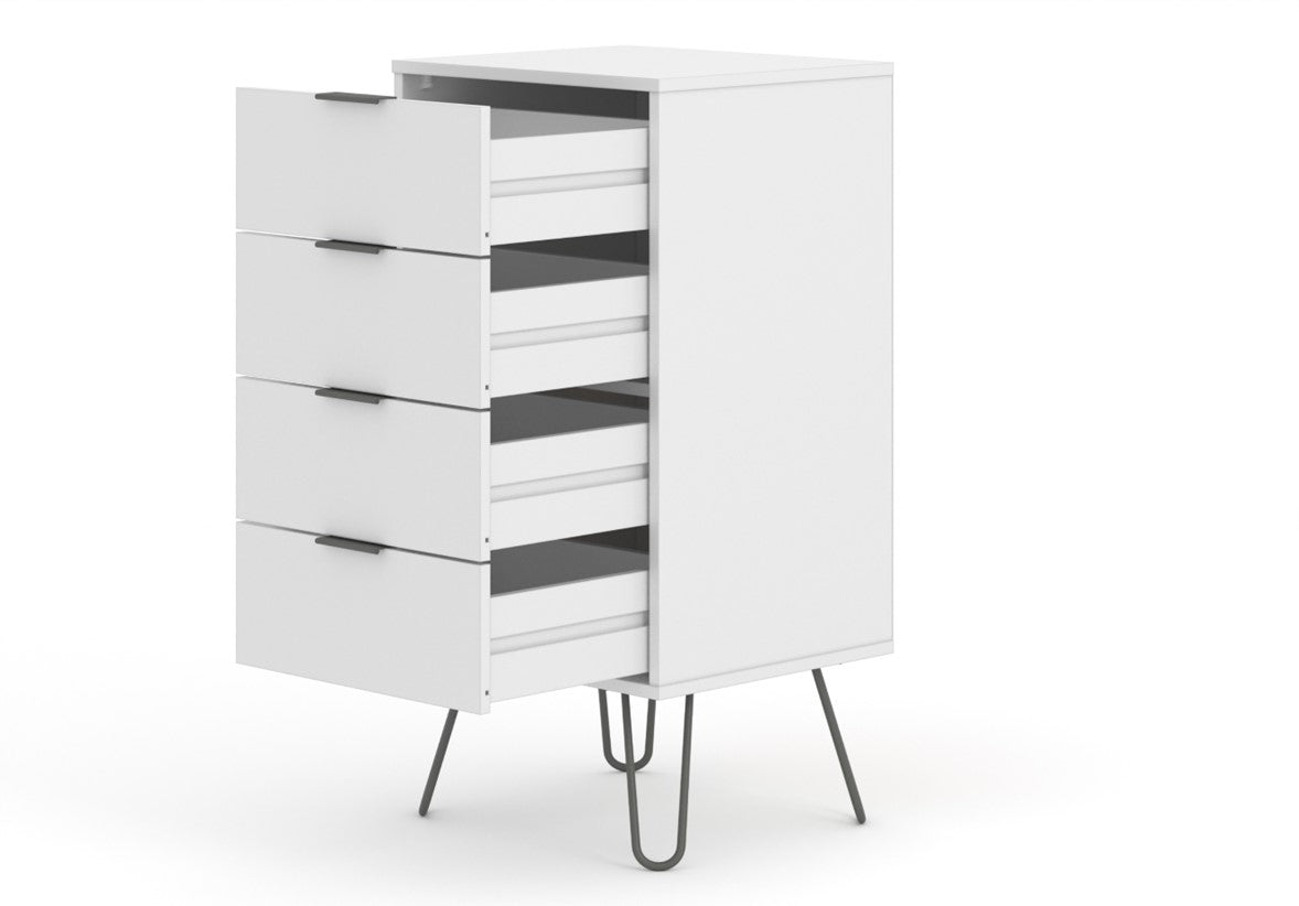 AGW517 Augusta White 4 drawer narrow chest of drawers