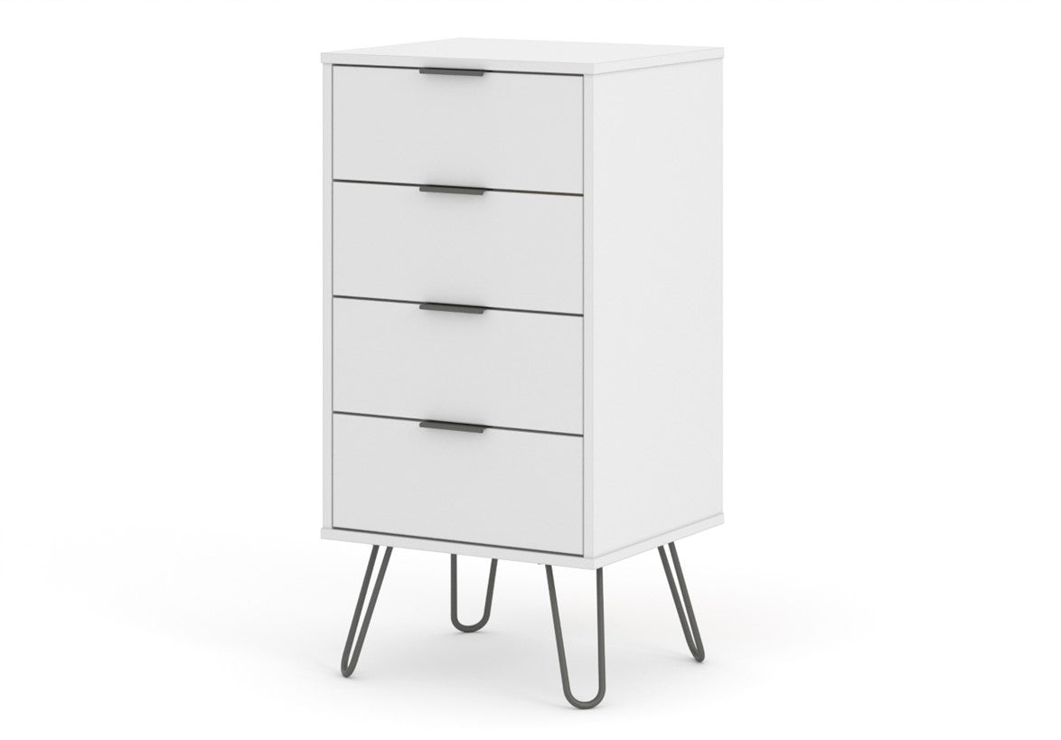 AGW517 Augusta White 4 drawer narrow chest of drawers