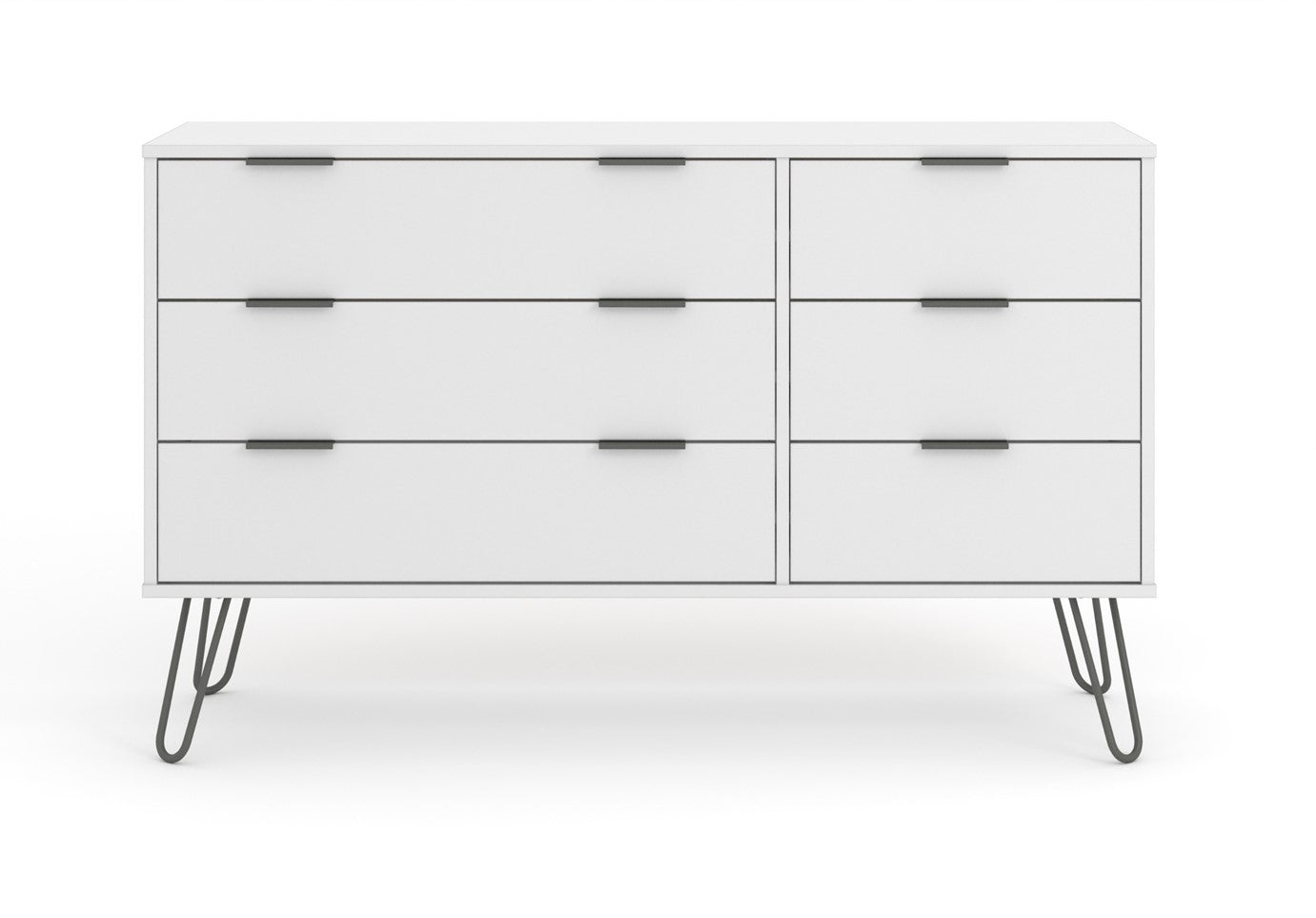 AGW533 Augusta White 3+3 drawer wide chest of drawers