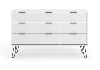 AGW533 Augusta White 3+3 drawer wide chest of drawers