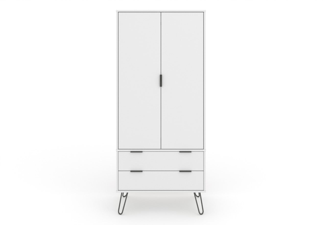 AGW582 Augusta White 2 door, 2 drawer wardrobe