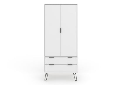 AGW582 Augusta White 2 door, 2 drawer wardrobe