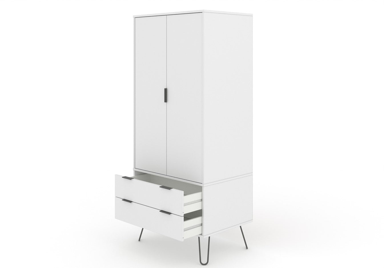 AGW582 Augusta White 2 door, 2 drawer wardrobe