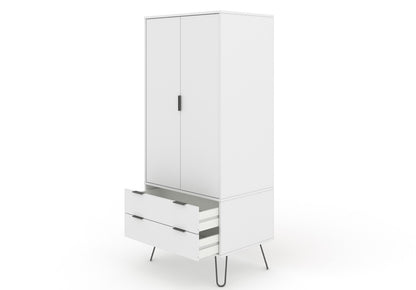 AGW582 Augusta White 2 door, 2 drawer wardrobe