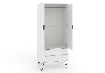 AGW582 Augusta White 2 door, 2 drawer wardrobe