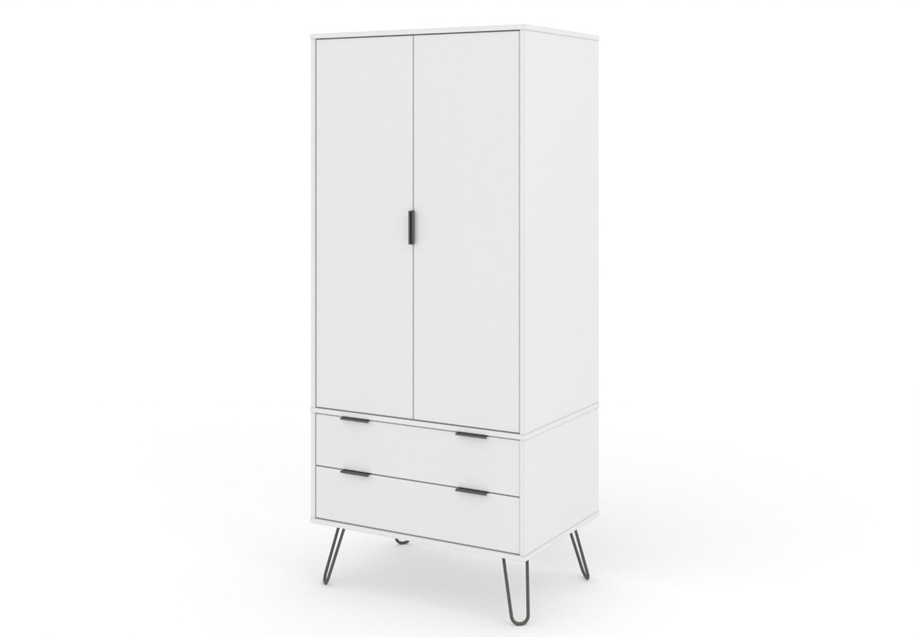 AGW582 Augusta White 2 door, 2 drawer wardrobe