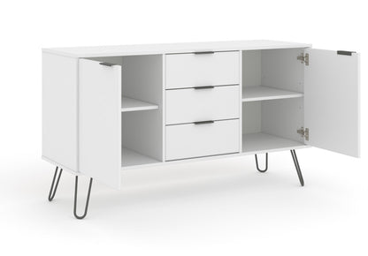 AGW916 Augusta White medium sideboard with 2 doors, 3 drawers