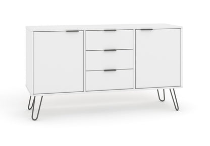 AGW916 Augusta White medium sideboard with 2 doors, 3 drawers