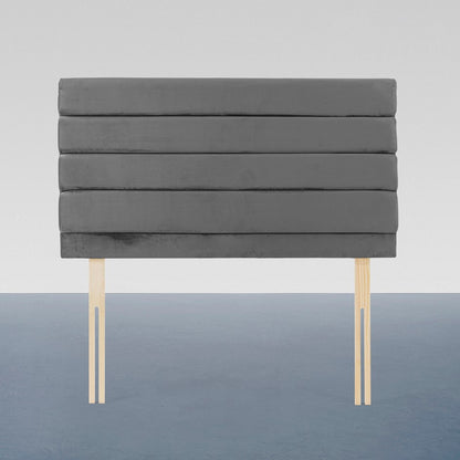 Airsprung Chelwood Velvet, Mallard Gunmetal Grey Turmeric Headboard, Various Widths