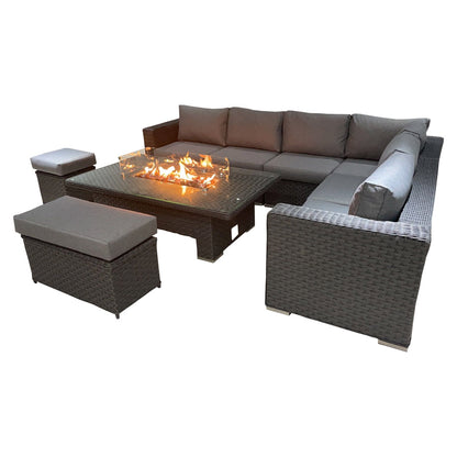 Home Life 520RFP Corner Rising Dining Set with Fire Pit SKU520RFPG