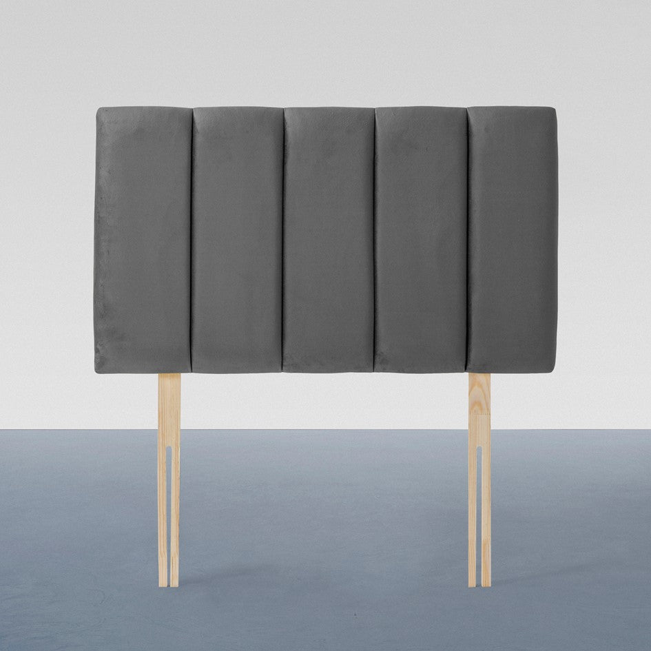 Airsprung Corston Velvet, Mallard Gunmetal Grey Turmeric Headboard, Various Widths