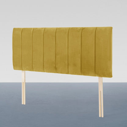 Airsprung Corston Velvet, Mallard Gunmetal Grey Turmeric Headboard, Various Widths