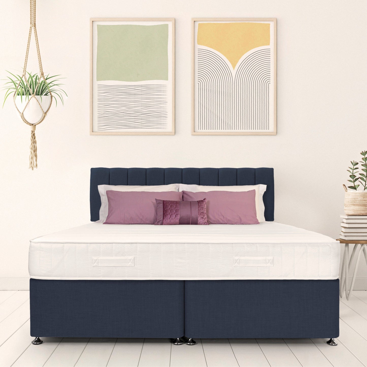 Airsprung Kelston Divan with an Airsprung Open Coil Memory Mattress, Corston Headboard in colours matching divan.