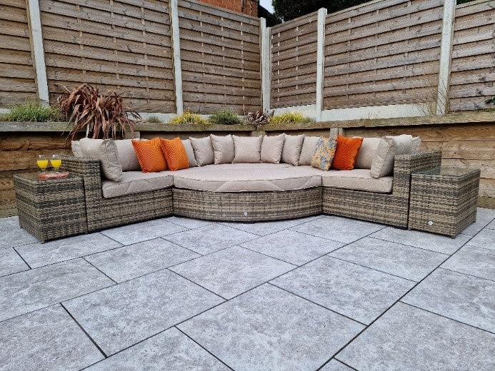 Signature Weave, Jessica, Rattan Flat Weave Patio Furniture, Colours Grey or Brown.