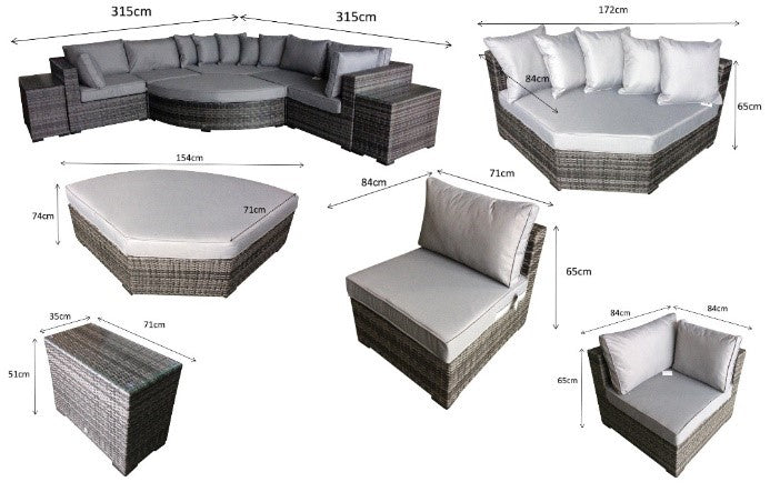 Signature Weave, Jessica, Rattan Flat Weave Patio Furniture, Colours Grey or Brown.