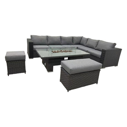 Home Life 520RFP Corner Rising Dining Set with Fire Pit SKU520RFPG