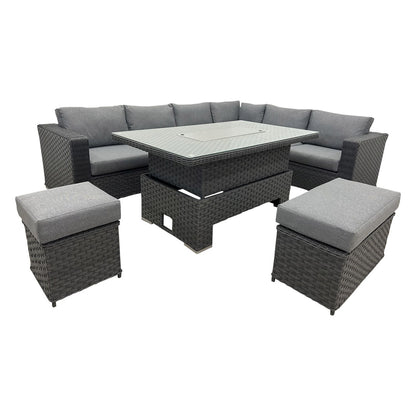 Home Life 520RFP Corner Rising Dining Set with Fire Pit SKU520RFPG