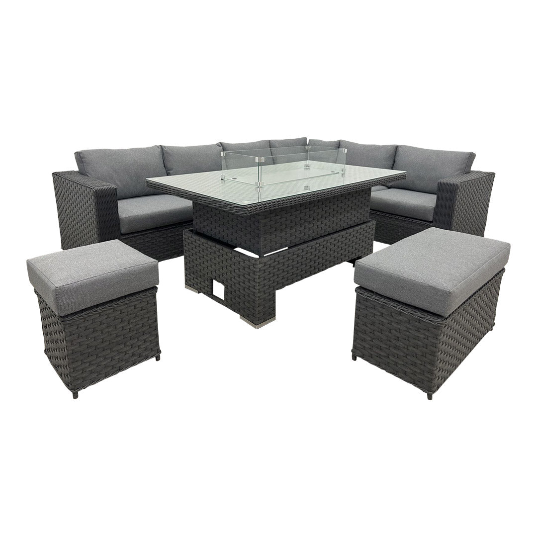 Home Life 520RFP Corner Rising Dining Set with Fire Pit SKU520RFPG