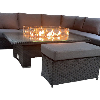 Home Life 520RFP Corner Rising Dining Set with Fire Pit SKU520RFPG