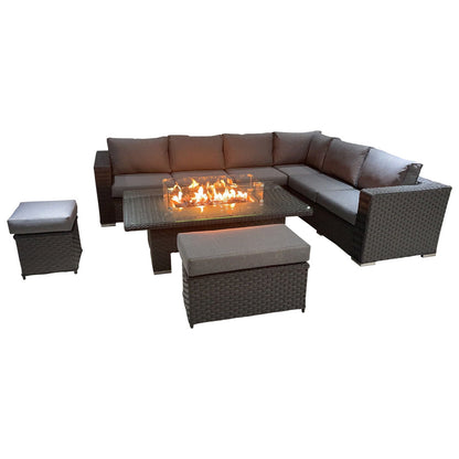 Home Life 520RFP Corner Rising Dining Set with Fire Pit SKU520RFPG